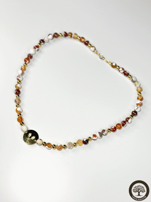 Burç Tasarım Akik Doğal Taş Kolye