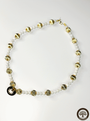 Burç Tasarım Ay Taşı Doğal Taş Kolye