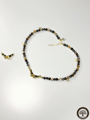 Tasarım Doğal Taş Kolye (Obsidyen, Akik, Dumanlı Kuvars)