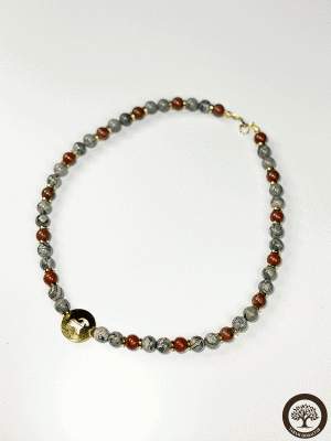 Burç Tasarım Jasper&Havlit Doğal Taş Kolye