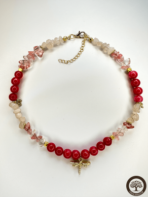 Tasarım Doğal Taş Kolye Pembe Kuvars